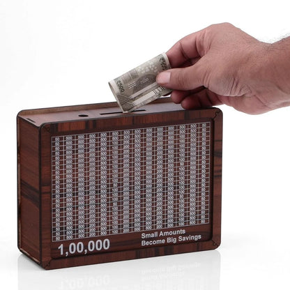 Wooden Money Saving Box with Counting Target