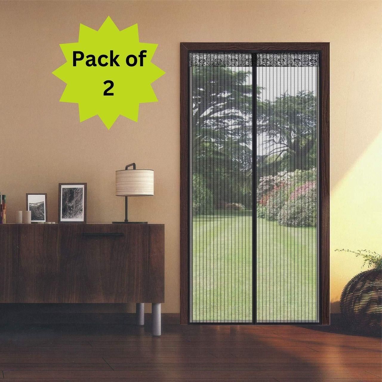 Magnetic Anti-Mosquito Door Curtains (Pack of 2) – Hands-Free Mesh Screen with Auto-Close for Insect Protection