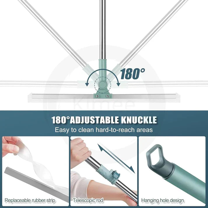 Magic Broom Silicone Multifunctional Wiper | All-in-1 Heavy-Duty Cleaning Tool | 180° Rotating Head | Stainless Steel Extendable Handle | Perfect for Home, Kitchen, Bathroom & Windows
