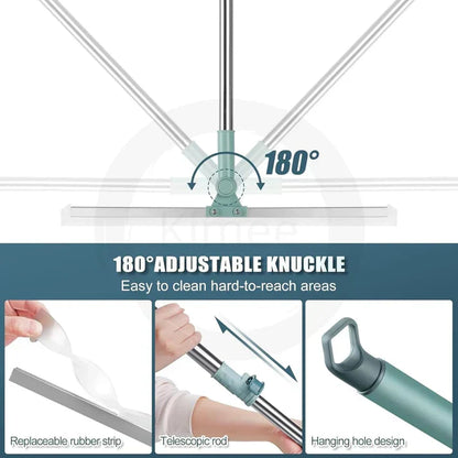 Magic Broom Silicone Multifunctional Wiper | All-in-1 Heavy-Duty Cleaning Tool | 180° Rotating Head | Stainless Steel Extendable Handle | Perfect for Home, Kitchen, Bathroom & Windows