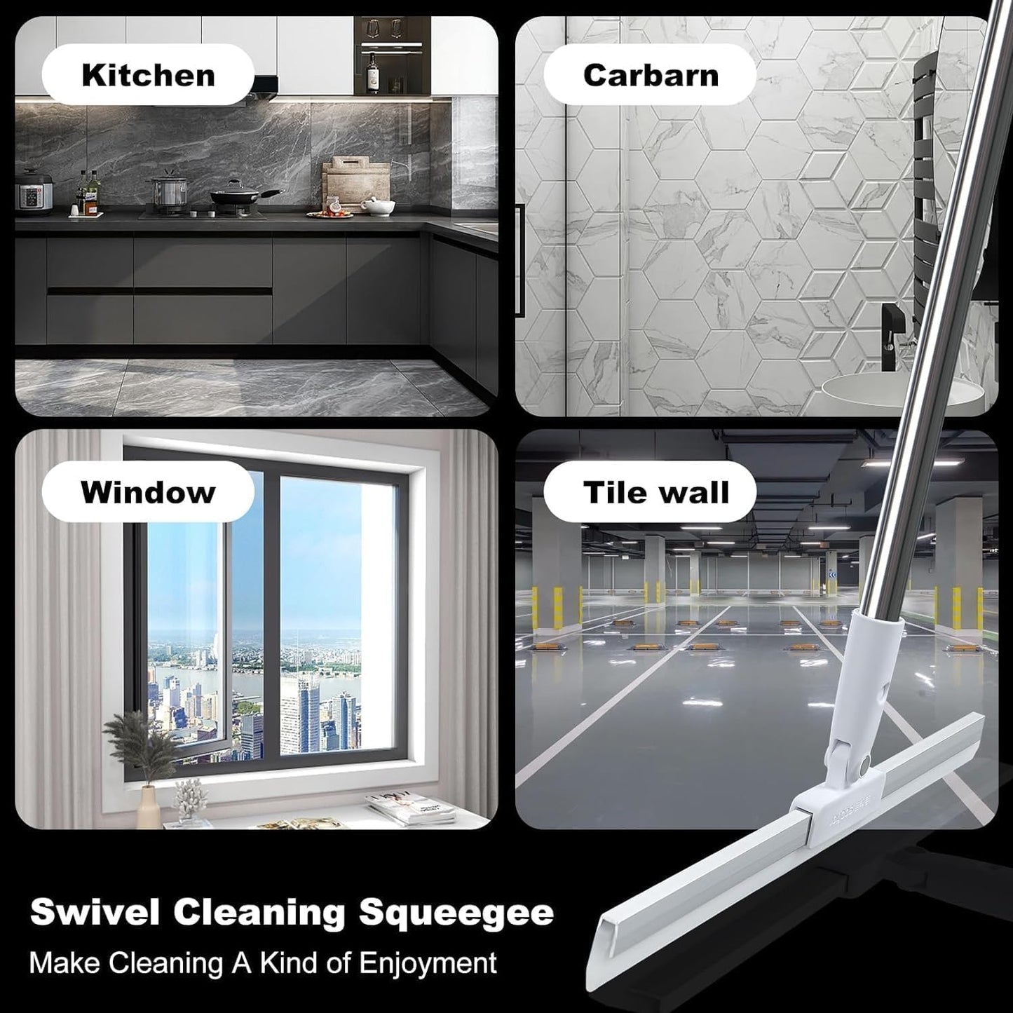 Magic Broom Silicone Multifunctional Wiper | All-in-1 Heavy-Duty Cleaning Tool | 180° Rotating Head | Stainless Steel Extendable Handle | Perfect for Home, Kitchen, Bathroom & Windows