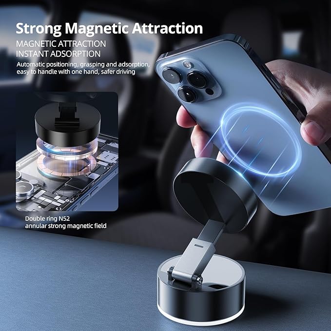 Vacuum Suction Magnetic Phone Holder – Black
