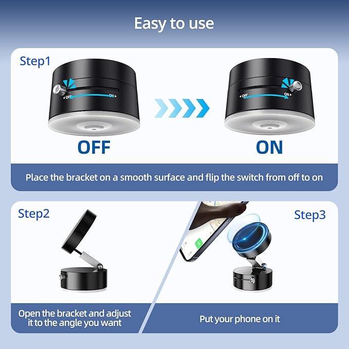 Vacuum Suction Magnetic Phone Holder – Black