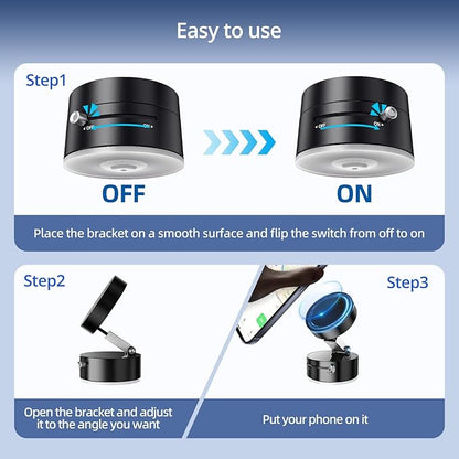 Vacuum Suction Magnetic Phone Holder – Black