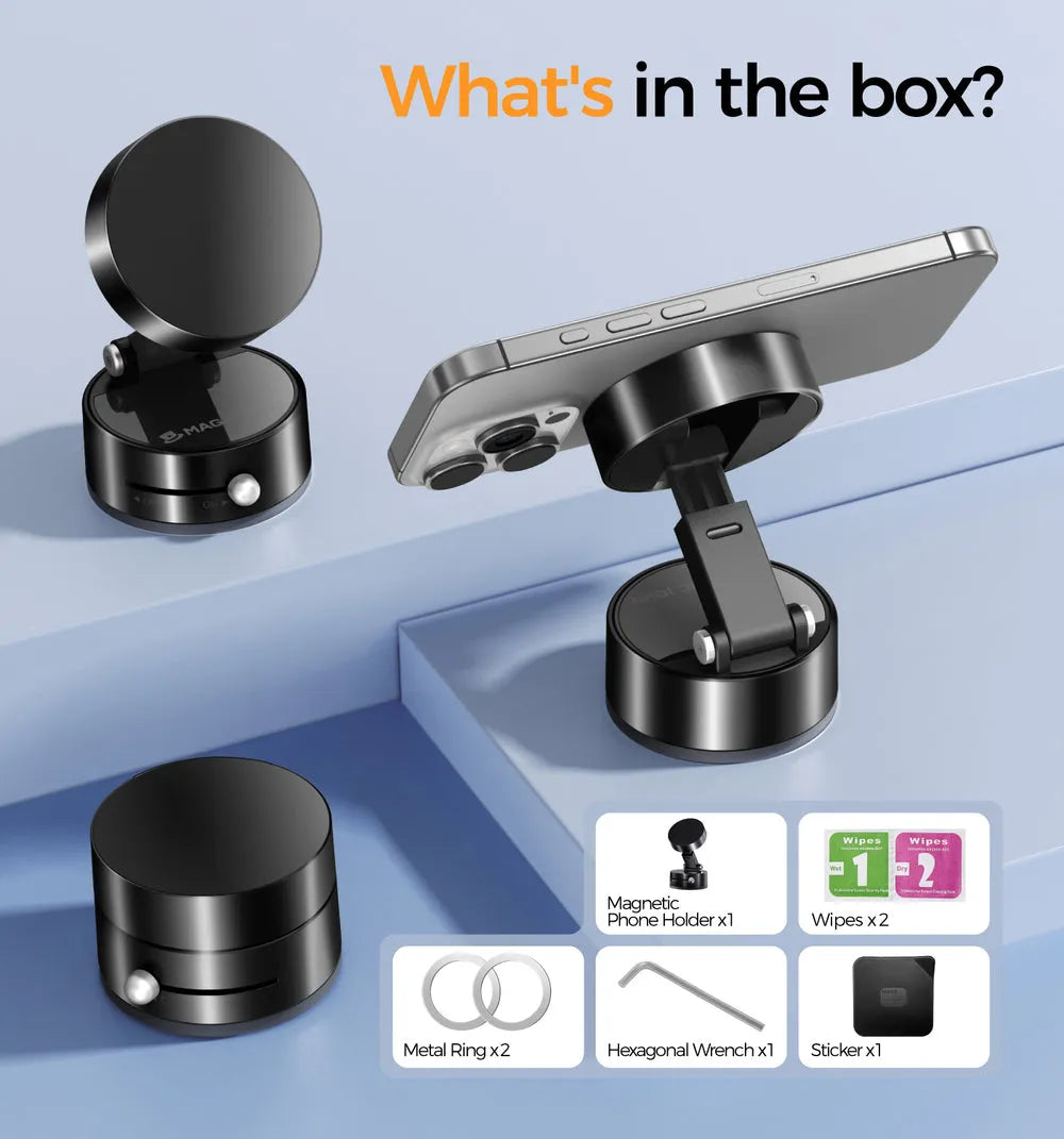 Vacuum Suction Magnetic Phone Holder – Black